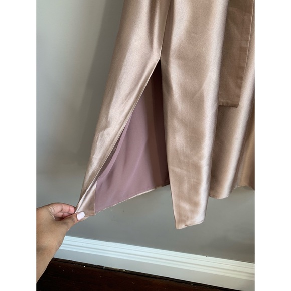 Amanda Uprichard Beige Satin High Neck Dress - Picture 6 of 11